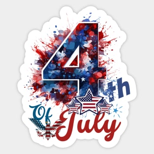 Colorful 4th of July Celebration: Eagle, Flags, and Festive Spirit Sticker